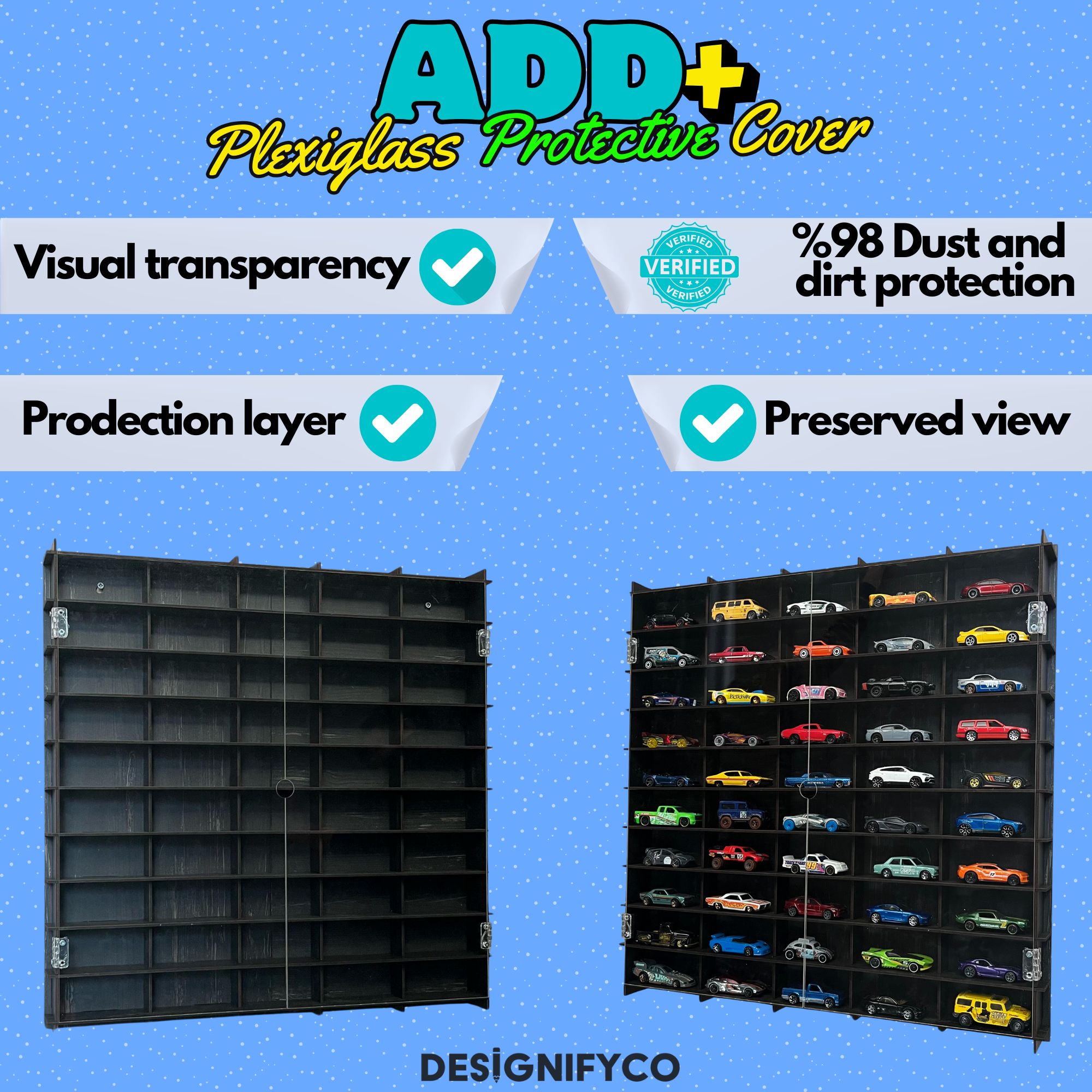 BLACK Toy Car Display Case