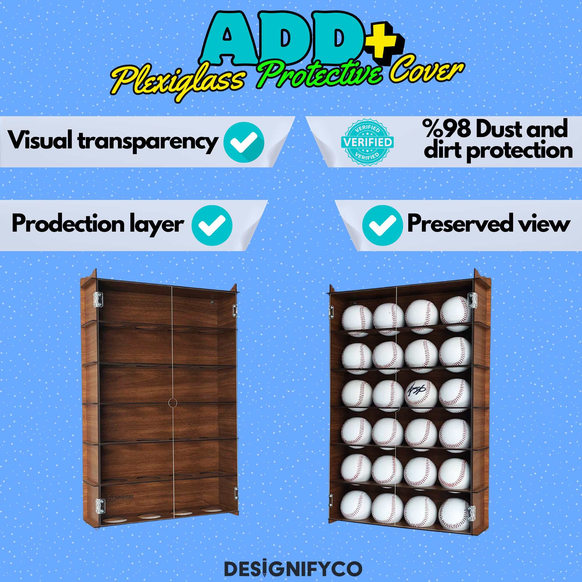 YELLOW Baseball Display Case