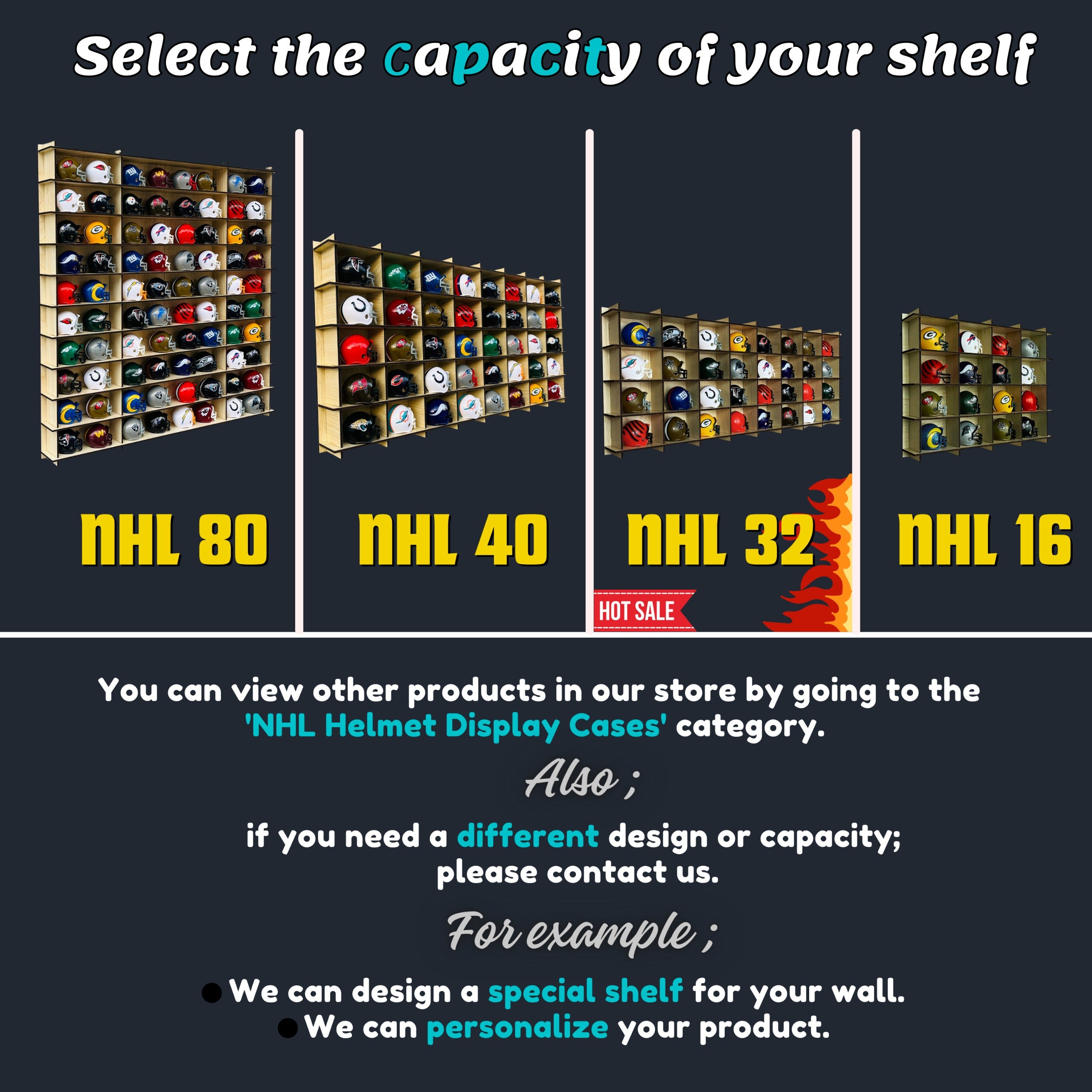 MAPLE NHL Mini Helmet 40 Display Case